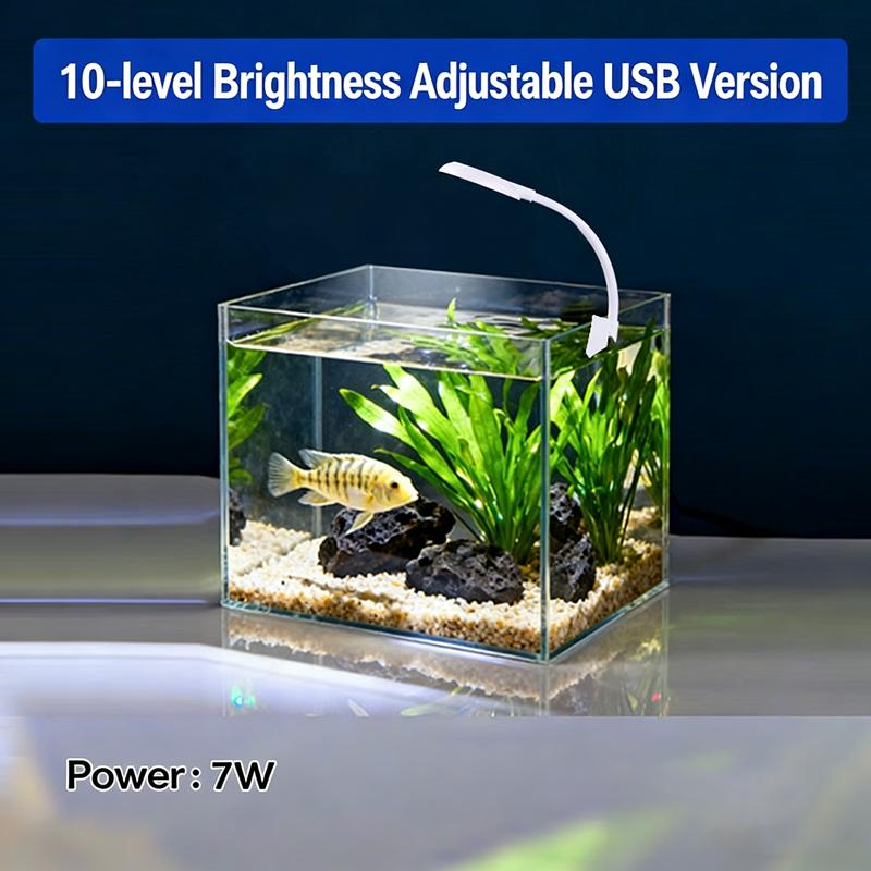 USB 5V Светодиодная лампа для аквариума Свет для аквариума Декор Водные растения Несколько режимов Регулируемая яркость Полный спектр Мини-зажим
