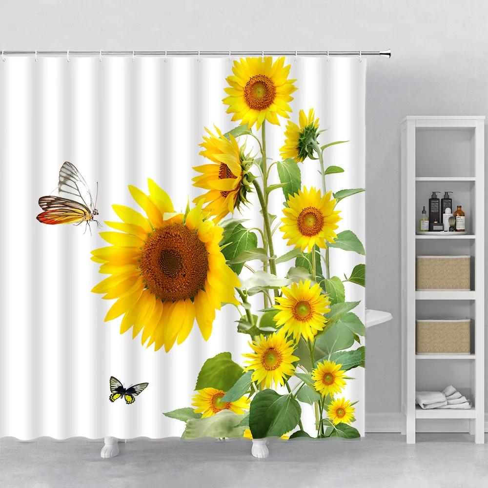 Набор штор для душа с цветами Орхидея Бирюзовый Роза Растение Цветочный Принт Листья Декор для ванной Тканевая занавеска для ванны Аксессуары для ванны Крючок