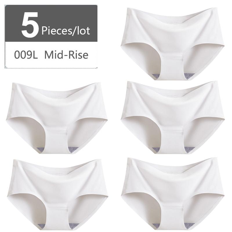 Большой размер M-XXXXL, женские бесшовные трусики из ледяного шелка, эластичные трусы со средней талией, нижнее белье, 5 шт.