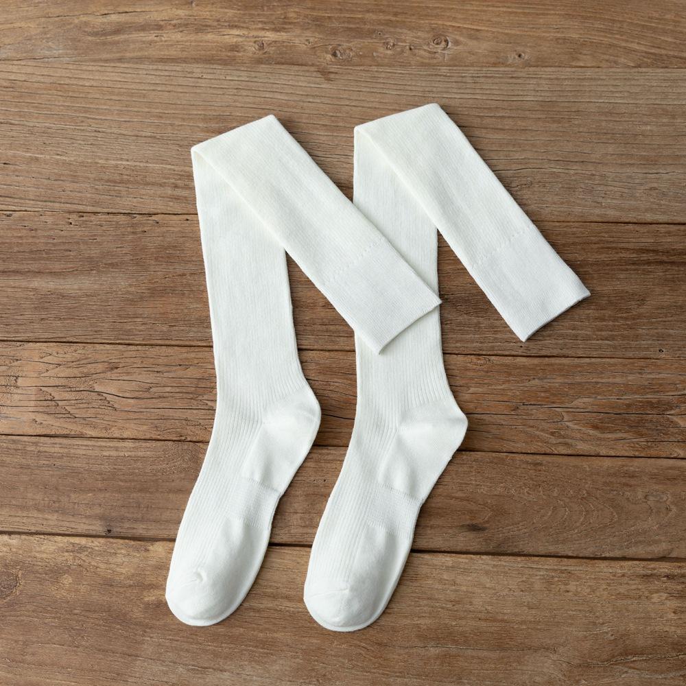 Женские чулки в японском стиле, длинные носки для школьниц в студенческом стиле, хлопковые вязаные однотонные чулки до бедра