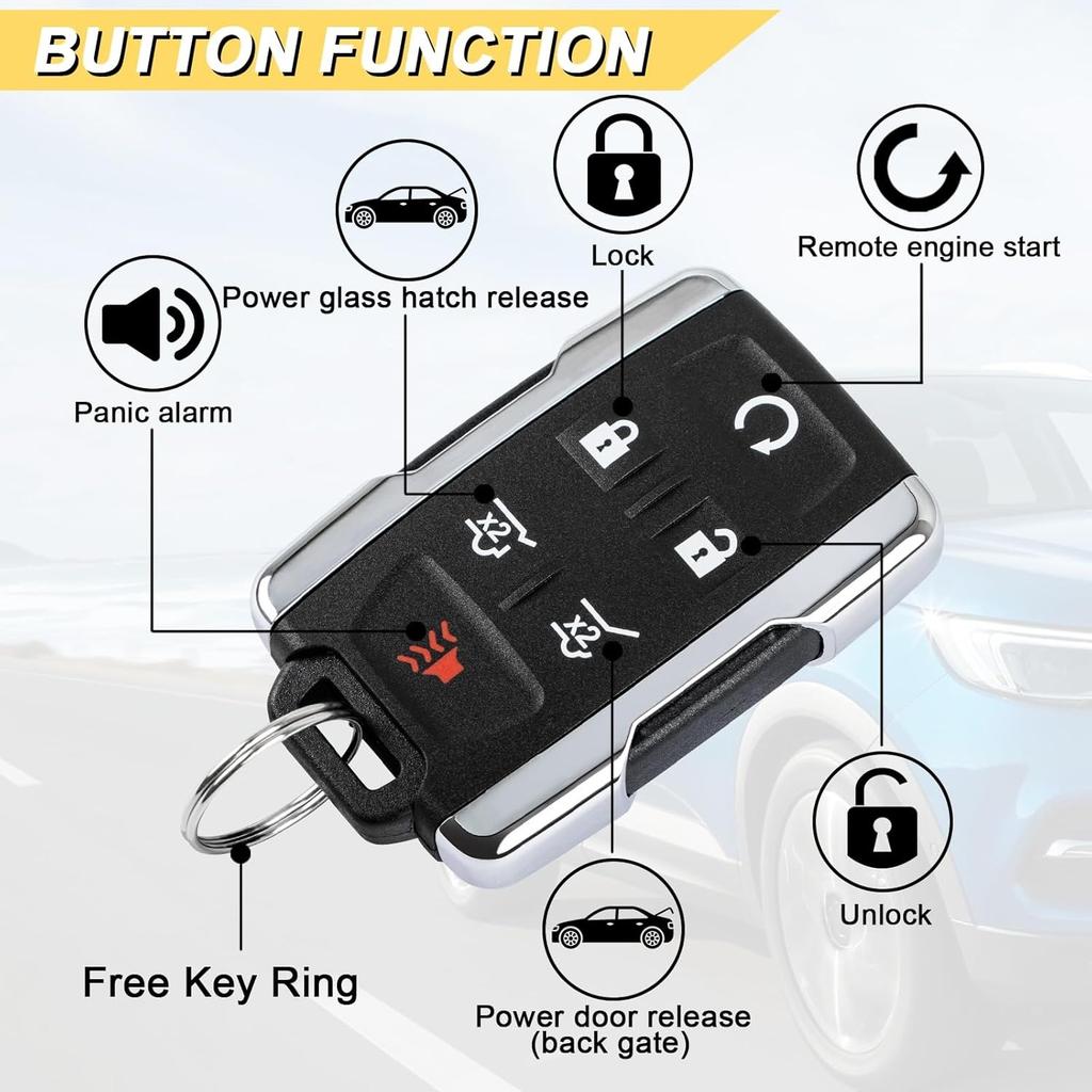 Key Fob Replacement for 2014-2020 Chevrolet Suburban Tahoe & GMC Yukon/Yukon XL Car Keyless Entry Remote Control, M3N-32337100, 6 Buttons