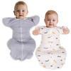 Пеленка-мешок Swaddle Up Transition 0-3 месяца, 2 шт. Детская пеленка для сна 0-3 месяца с двусторонней молнией, 100% хлопок, с возможностью вынуть ручки для новорожденных, Пеленка с открытыми ручками, 0,5