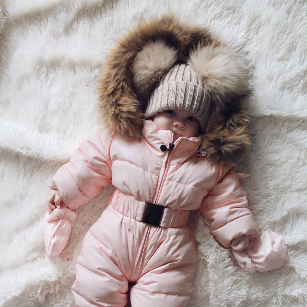 Зимний комбинезон для маленьких мальчиков и девочек, комбинезон с капюшоном, теплое плотное пальто, наряд