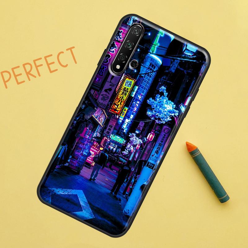 Japanese Night City Aesthetic Case For Huawei Nova 10 9 SE 5T Y90 Y70 Y60 Y61 Nova 3i 7i 8i 11i P20 P40 P30 Lite P60 Pro