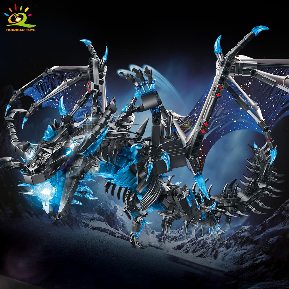 HUIQIBAO 1607PCS MOC ICE Frost dragon Monster model Building Block Movie Game series animal assembly Brick Toy set for children