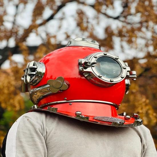Diving Helmet  Nautical   Red Coating Finish Deep Sea Divers Helmet  Nautical Marine  Scuba Diving Helmet Best Gift Item