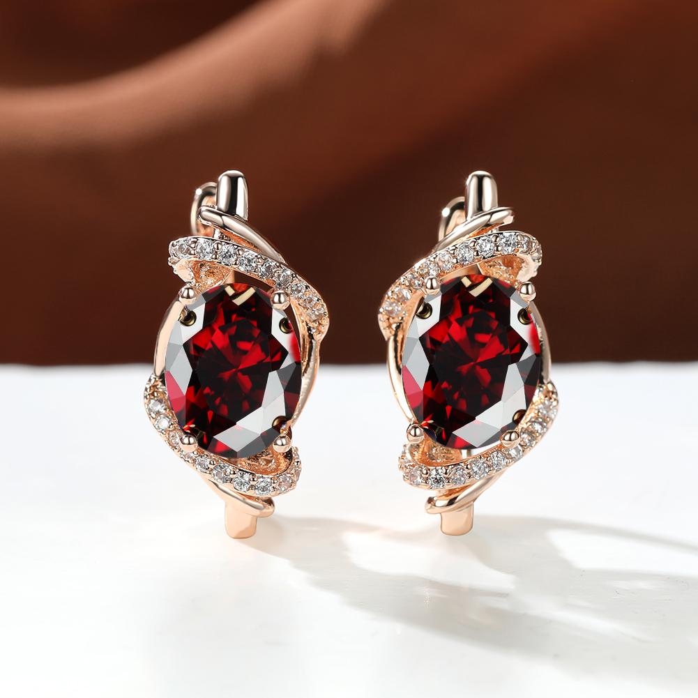 1 пара золотистого цвета Vine Geometry Round Oval Cut Pink Purple White Aqua Stone Party Серьги-кольца с камнем по рождению Висячие серьги Ювелирные изделия