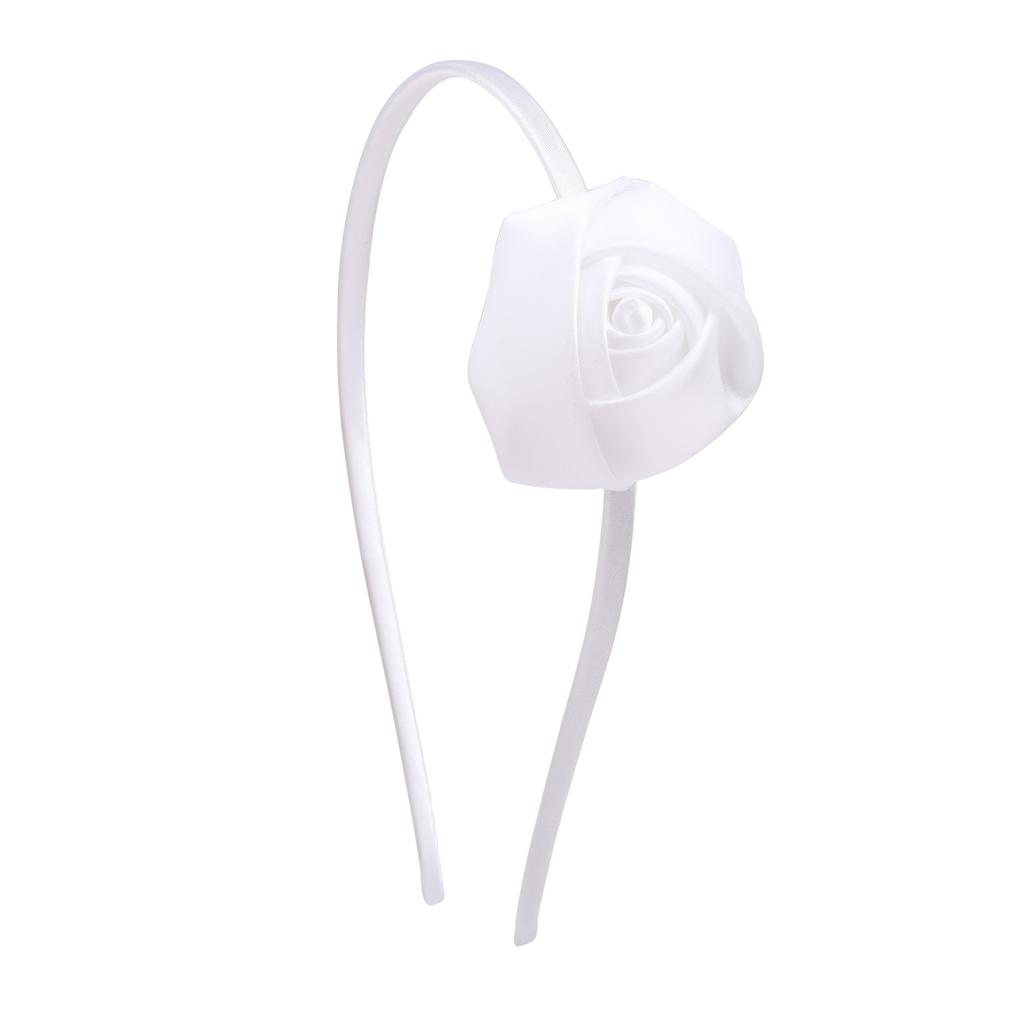 Повязка на голову для девочек с атласным цветком розы, винтажный стиль, аксессуары для волос, головной убор для свадебного костюма, ручная работа