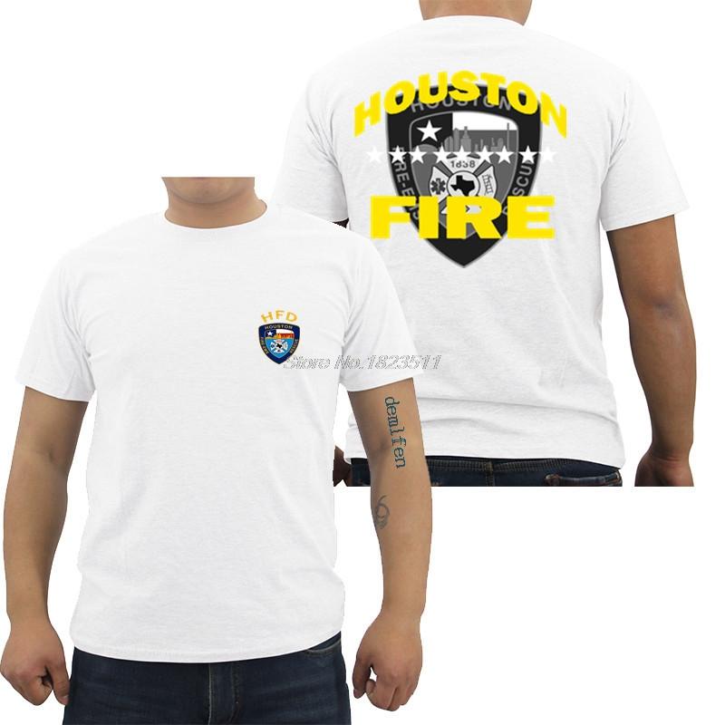 Summer Fashion Hot Sale Unisex Cotton T Shirt Hfd Houston Fire Dept Fighter Design T Shirt Cool Tees Tops Clothes Streetwear