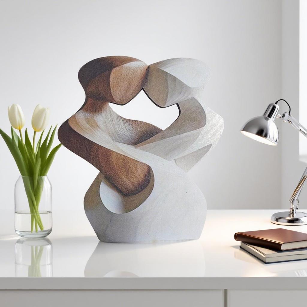 20CM 2D Flat Elegant Wooden Couple Statue Modern Home Decor Artificial Wood Figurine for Living Room Sculpture Wedding Decoratio