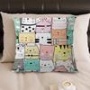 Kawaii Anime Cat Cute Decorative Room Aesthetics Pillow Case Home Decor Bedroom Sofa Bed Couch Pillow Cover 45x45