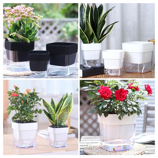 Самополивающийся цветочный горшок с хлопковым шнурком, окошком для видимости уровня воды, горшок для полива снизу, автоматический полив