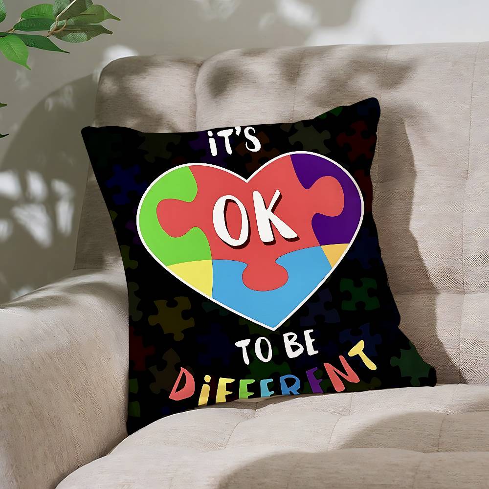 Autism Acceptanc Creative Slogan Customizable Square Pillowcases Stylish And Soft Perfect For Beds Cars And Sofas