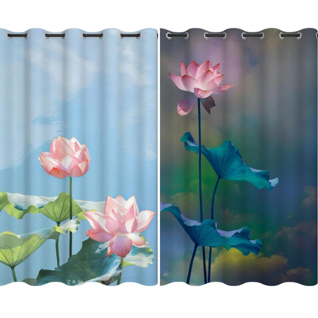 Китайский лотос от пола до потолка, занавеска с высоким затенением, украшение для спальни, гостиной, затемняющая ткань, драпировка в стиле лотоса