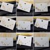 Minimalist Stud Earrings Set 3 Pairs Gold Tone CZ Geometric Floral Design Women Daily Wear