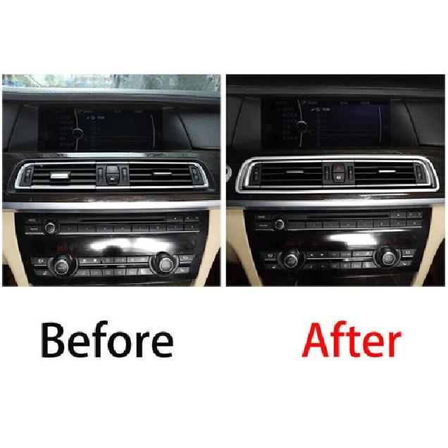 Fit For BMW 7 Series 2009-2015 Matte Silver Middle Console Air Outlet Vent Cover