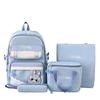 New Student Schoolbag Large Capacity Cartoon Four Piece Set Backpack Cute Primary and Secondary School Students Backpack Meal Bag Tutoring Bag