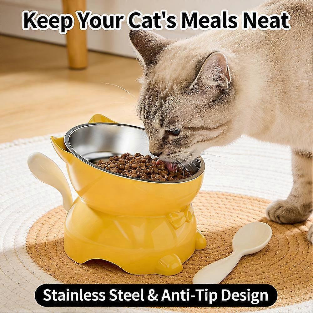 Elevated Cat Food Bowl - Stainless Steel Anti Tip Feeder