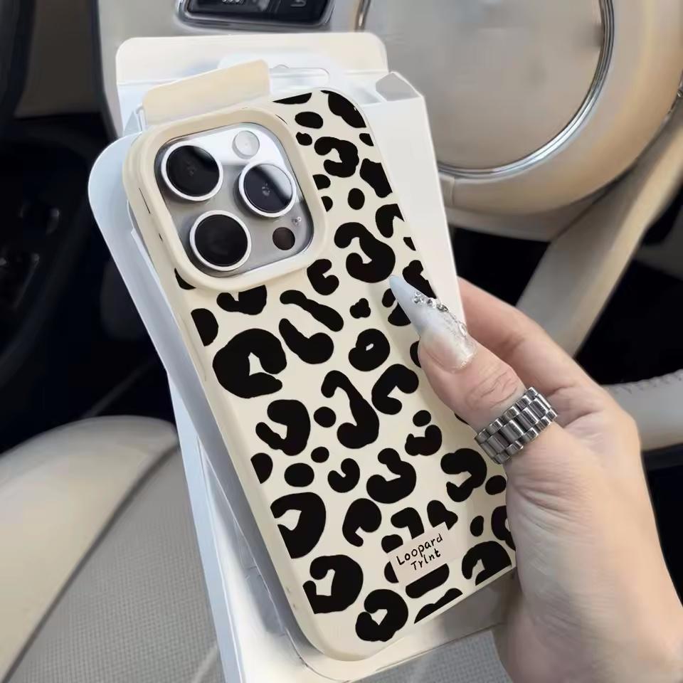 Черный Леопардовый Дизайн Чехол из ПУ Кожи для Телефона iPhone 16 Pro 17 15 14 Plus 13 12 11 Pro MAX 17 Air 16E Бампер Задняя Крышка
