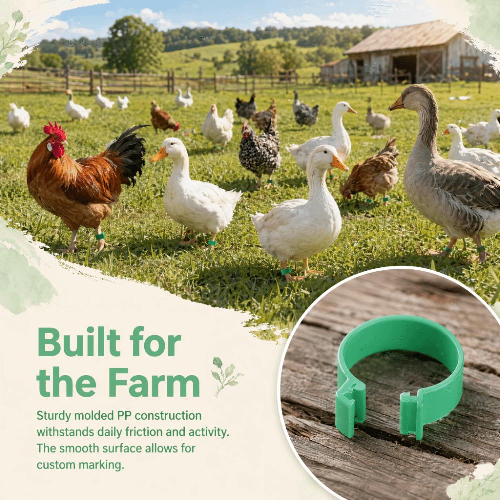 100Pcs 18mm Chicken Feet Ring Green Color Duck Feet Ring Breeding Foot Ring Duck Farming