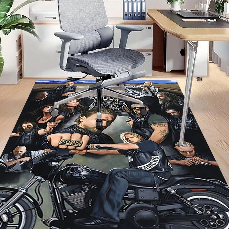 1pc Sons of Anarchy themed Office Carpet Chair Mats - durable polyester rug for home theater, office, dorm room decor - tA37