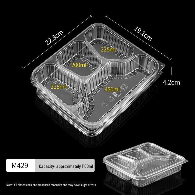 HANDUNYOU Disposable 4-Compartment Takeout Food Containers