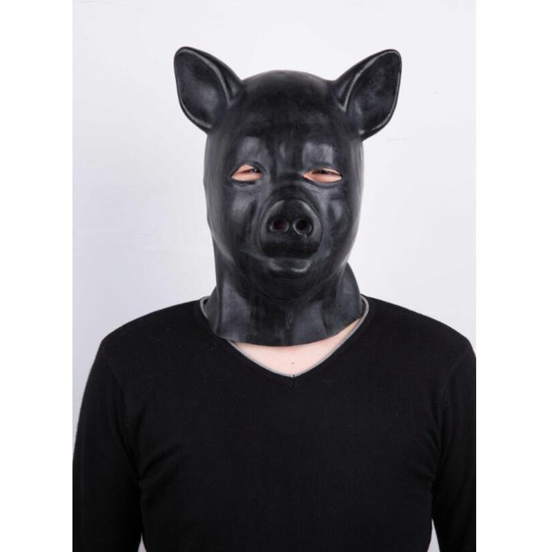 Маскарадная латексная фетиш-маска с застежкой-молнией сзади, аксессуары для ролевых игр на вечеринке