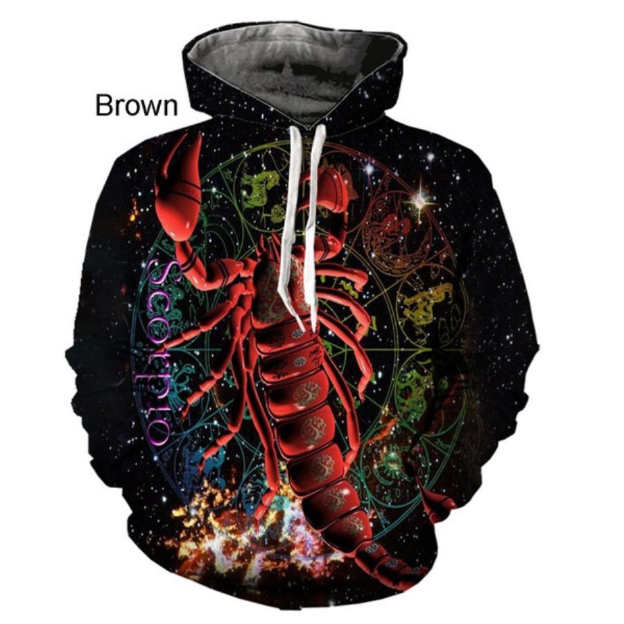 Fashion Men's and Women's Twelve Constellations Scorpio Hooded Sweater Personality Long-sleeved Sports Hoodies