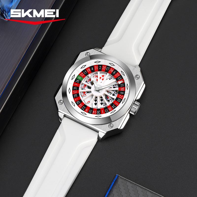 SKMEI 9379 Novel Retro Watch Men's Rotating Dial Silicon Tape Waterproof Luminous Quartz Cool Clock Beautiful relgios masculino