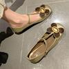 Туфли на высоком каблуке с маленьким цветком маргаритки, для бар-мицвы, французские туфли Мэри Джейн, квадратный носок, Т-образная застежка, золотые одинарные туфли, женские