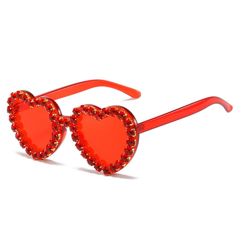 Heart-shaped Frame Rhinestone Decoration Sunglasses Outdoor Photos Decoration Travel Sunglasses Sun-Protective Bride Eyewear