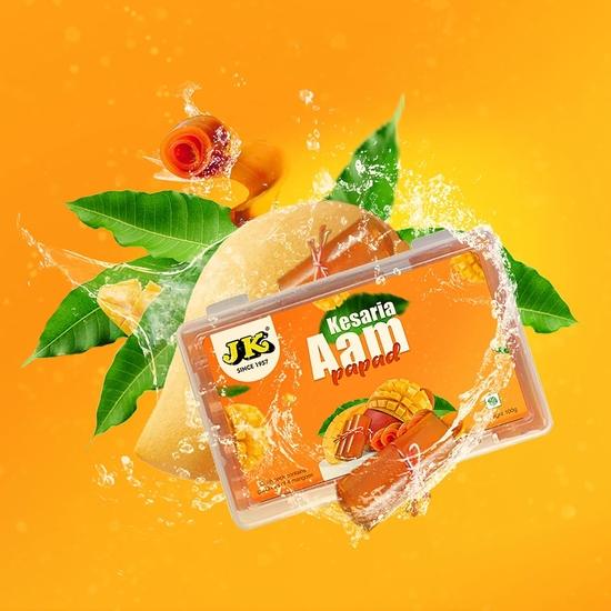 JK AAM PAPAD Box 100g*2 (Pack of 2)| Kesaria Aam Papad Roll | Healthy Fruit Snacks Aamras Papad Slice, Aam Papad Khatta Mitha, Real Pulp Mango Papad