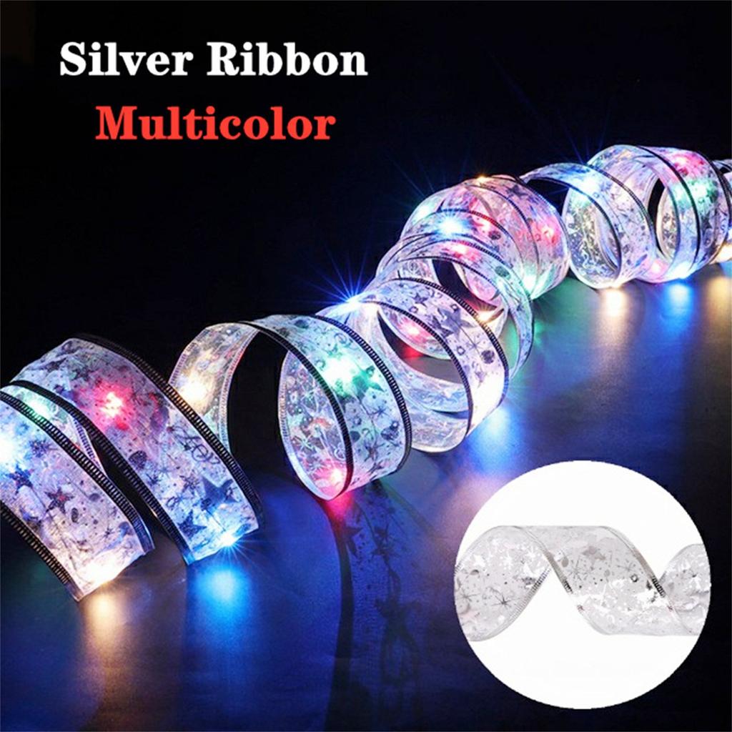 2023 New Year Xmas Christmas Decor Ribbon Lights Double Layer Copper Wire Ribbon Strings Lights For Weddings Christmas Tree Decorations