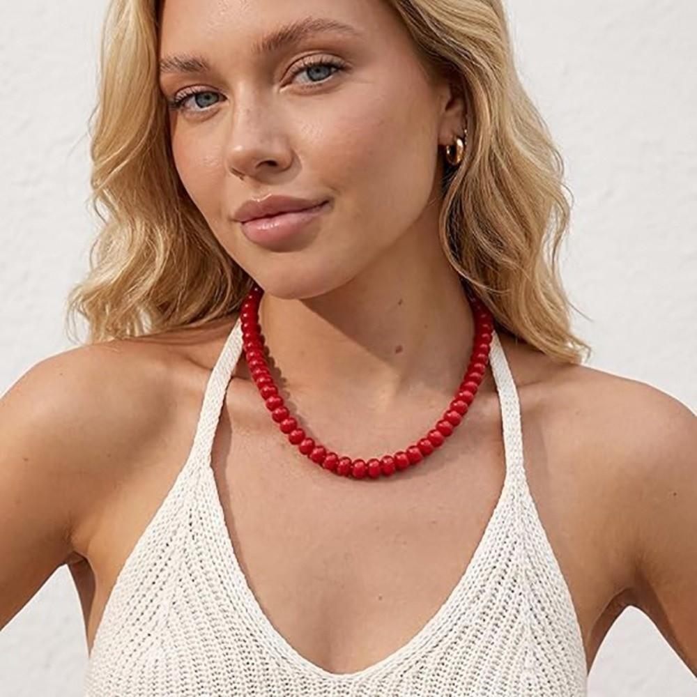 Layered Beaded Gemstone Necklace Beaded Clavicle Chain Necklace Choker Necklace Summer Beach