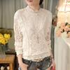 SURWENYUE Autumn Women Lace Plus Size Blouses Long Sleeves Fashion Casual Chiffon Shirt