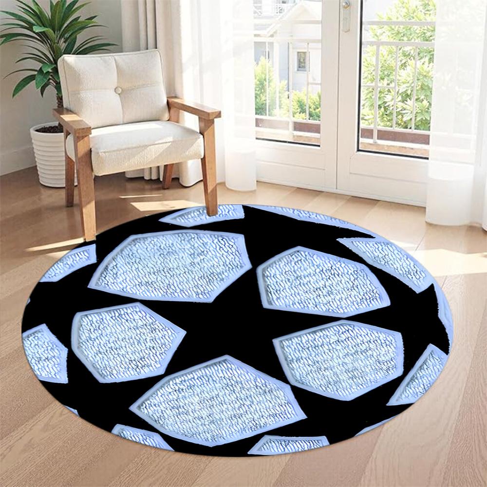 Football Round Area Rug Design for Balcony Foyer Kitchen Game Room Anti-slip Round Rug Decorate Offices Gift for Festivals