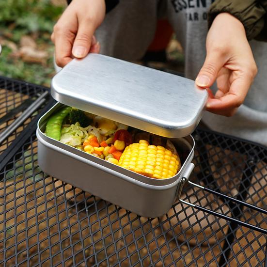800 мл Bento Box Анодированная складная ручка Большая емкость Термостойкий алюминиевый контейнер для кемпинга Bento Стойка для готовки на пару Поставка на открытом воздухе