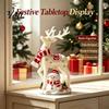 Indoor Holiday Ornament Christmas Reindeer Snowman Resin Figurine, White Deer Statue with Red Scarf, Table Decorations Winter Tabletop Fireplace