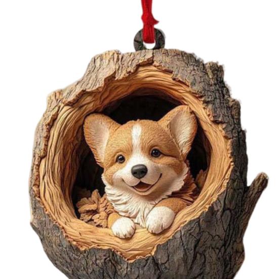 Рождественское украшение в виде животного 2D, плоский акриловый кулон в виде лесного животного, подвесная елка