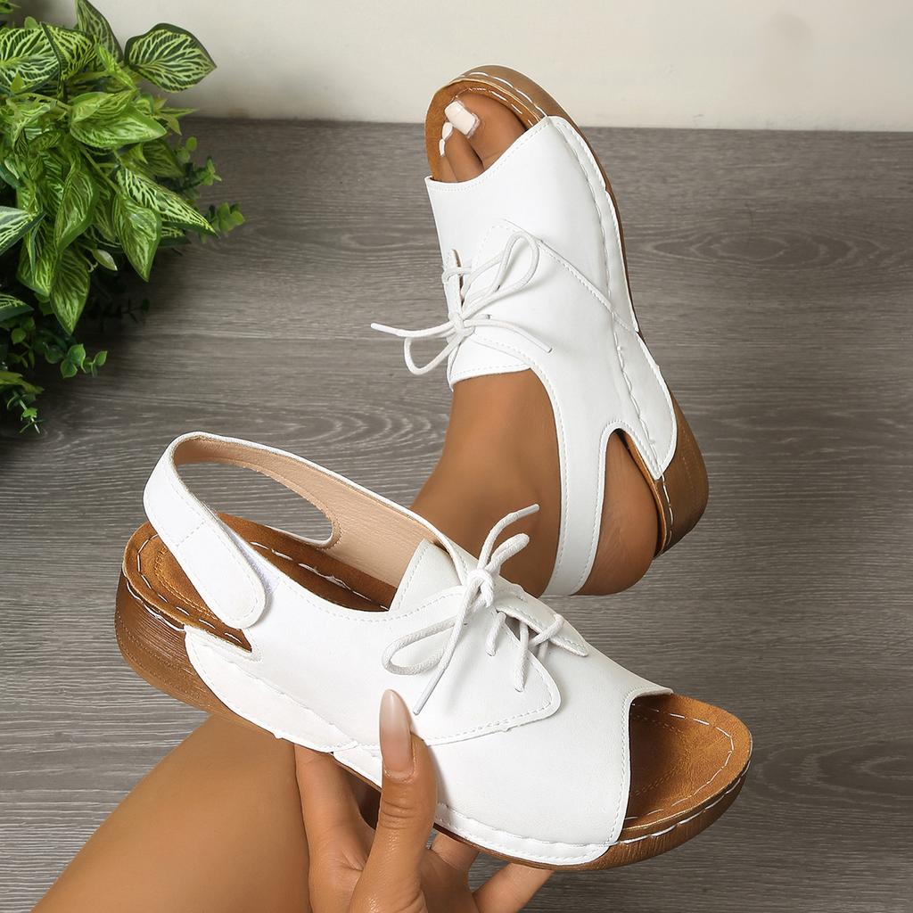 Foreign trade breathable wedge sandals 2025 solid color women's shoes 2025 new summer casual beach women's sandals