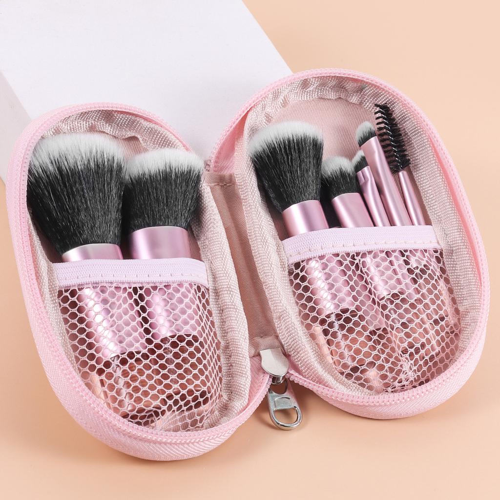 10Pcs Makeup Brush Set Zipper Pack Makeup Brush Short Handle Mini Eyeshadow Blush Halo Set Brush Beauty Worker