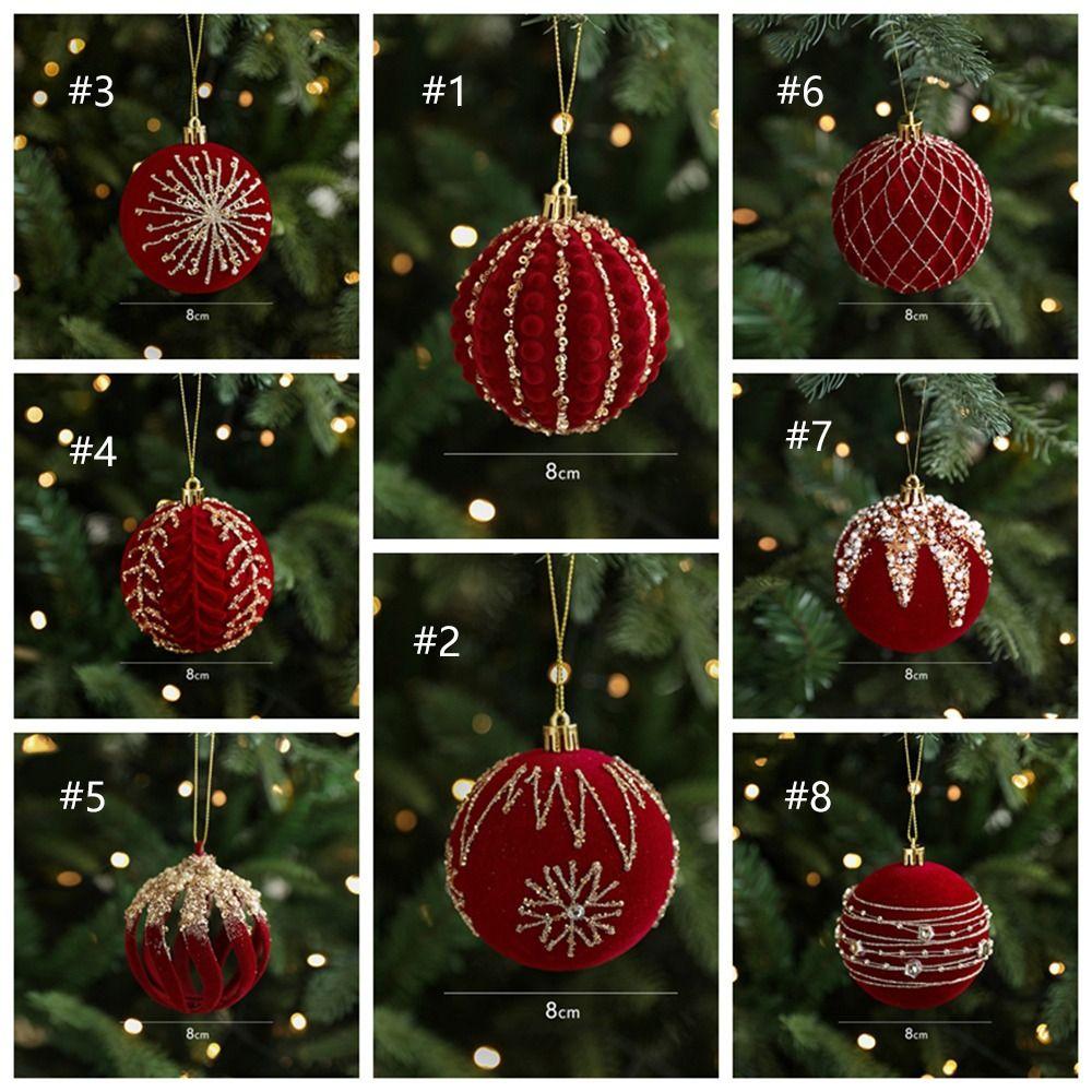 8 см бархатный рождественский шар-подвеска блестящие флокированные рождественские подвесные шары набор небьющиеся многоразовые елочные украшения