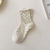 Trendy Rolled-up Polka Dot Mid-calf Socks, Summer Thin Student Girlish Pile Socks, Mid-calf Women's Socks