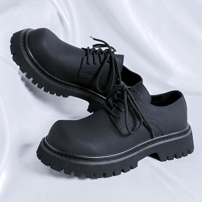 Модные брендовые мужские туфли-оксфорды на шнуровке, толстая подошва, деловые свадебные туфли с круглым носком, зеленая подошва, платформа, британская повседневная обувь для отдыха на открытом воздухе