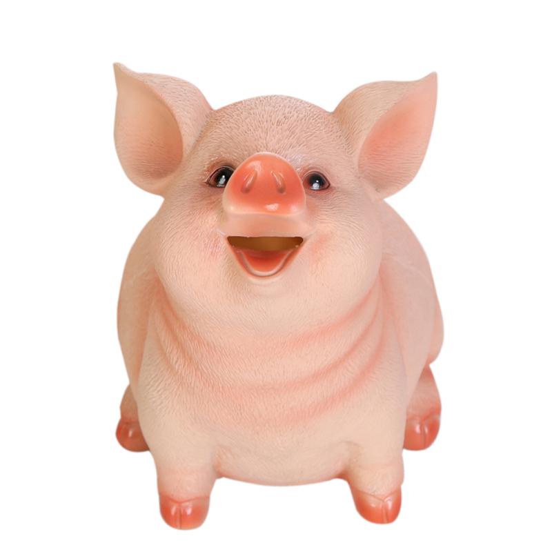Children Cute Pig Piggy Bank Coin Saving Box Jar Desktop Resin Piggy Bank Coins Organizer Storage Box EURO Coins Deposit Tanks