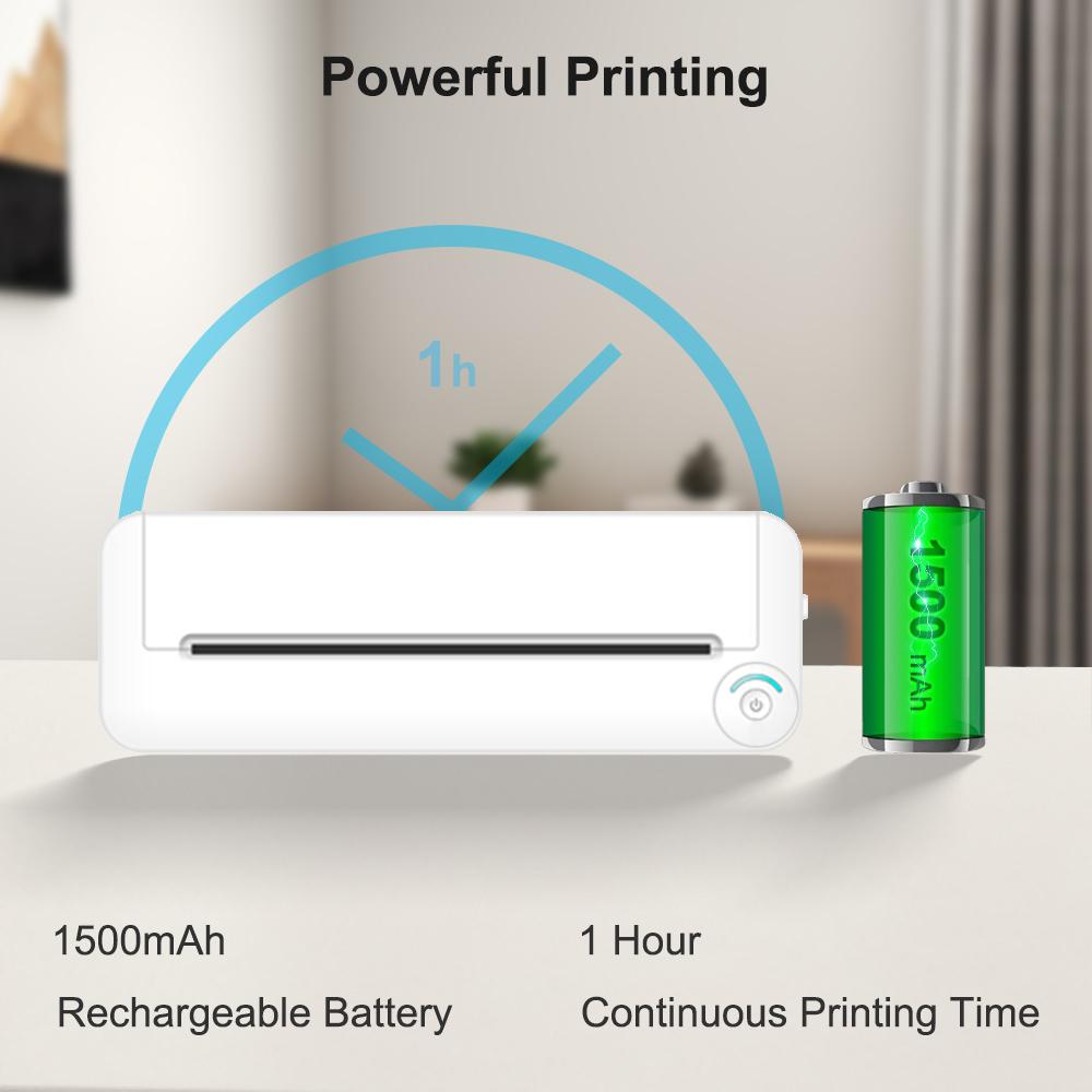 Портативный принтер формата А4, термопечать, беспроводное соединение BT, совместимый с iOS и Android