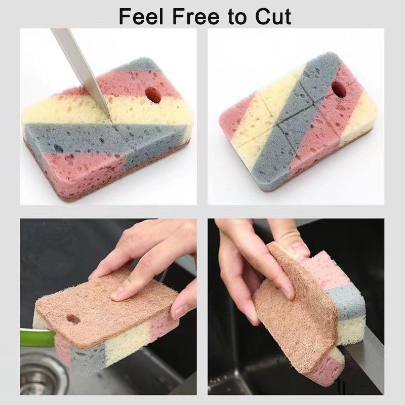 Newest Multi-color Wood Pulp Cotton Dishwashing Sponge with Magic Cleaning Ability - Available In 1/5/10 Pieces