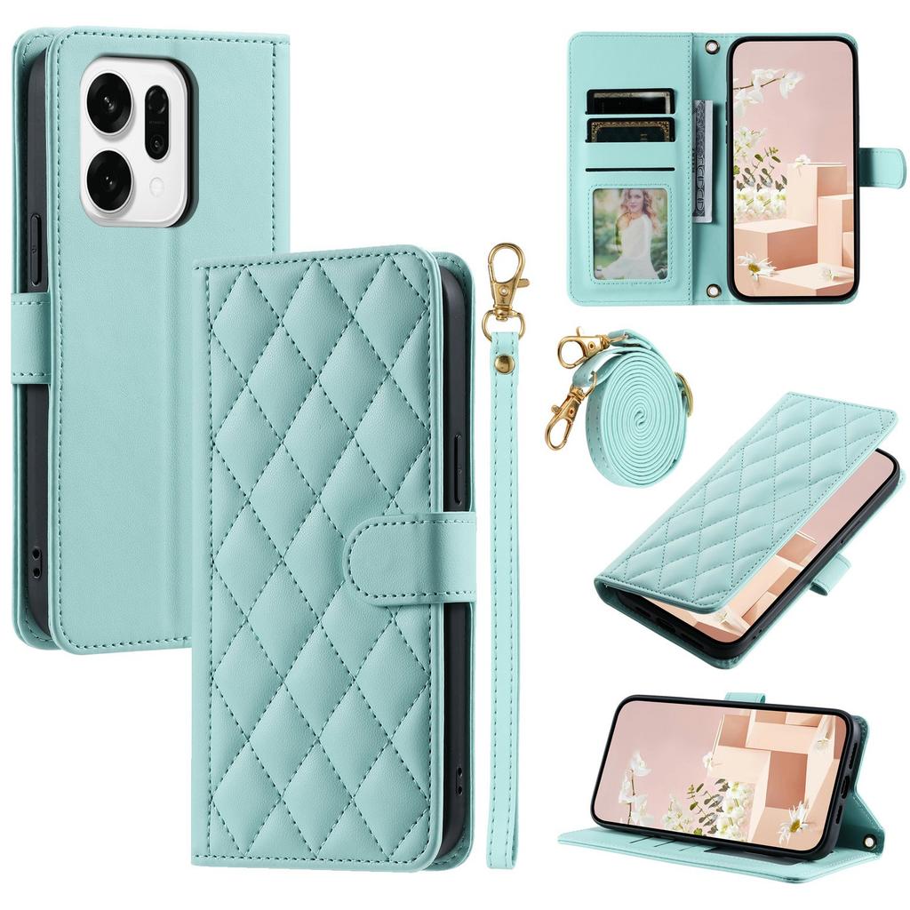 For Oppo Reno14 Pro 5G (Global) Case Wallet Rhombus Grid PU Leather Phone Cover