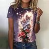 Women's Fashion 3D Abstract Cat Pattern Printed Short Sleeve Tops 2024 New Women's Clothing T-shirts Summer Loose Blouse & Tees