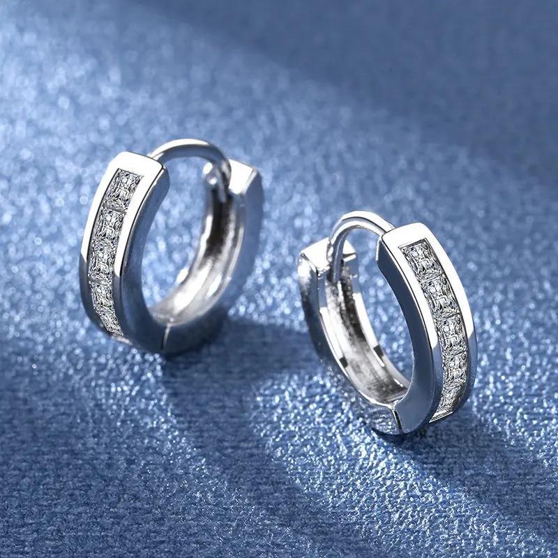 Ювелирные изделия из стерлингового серебра 925 пробы, женские модные милые маленькие прозрачные серьги-гвоздики с кристаллами CZ, подарок для девочек-подростков, женский подарок